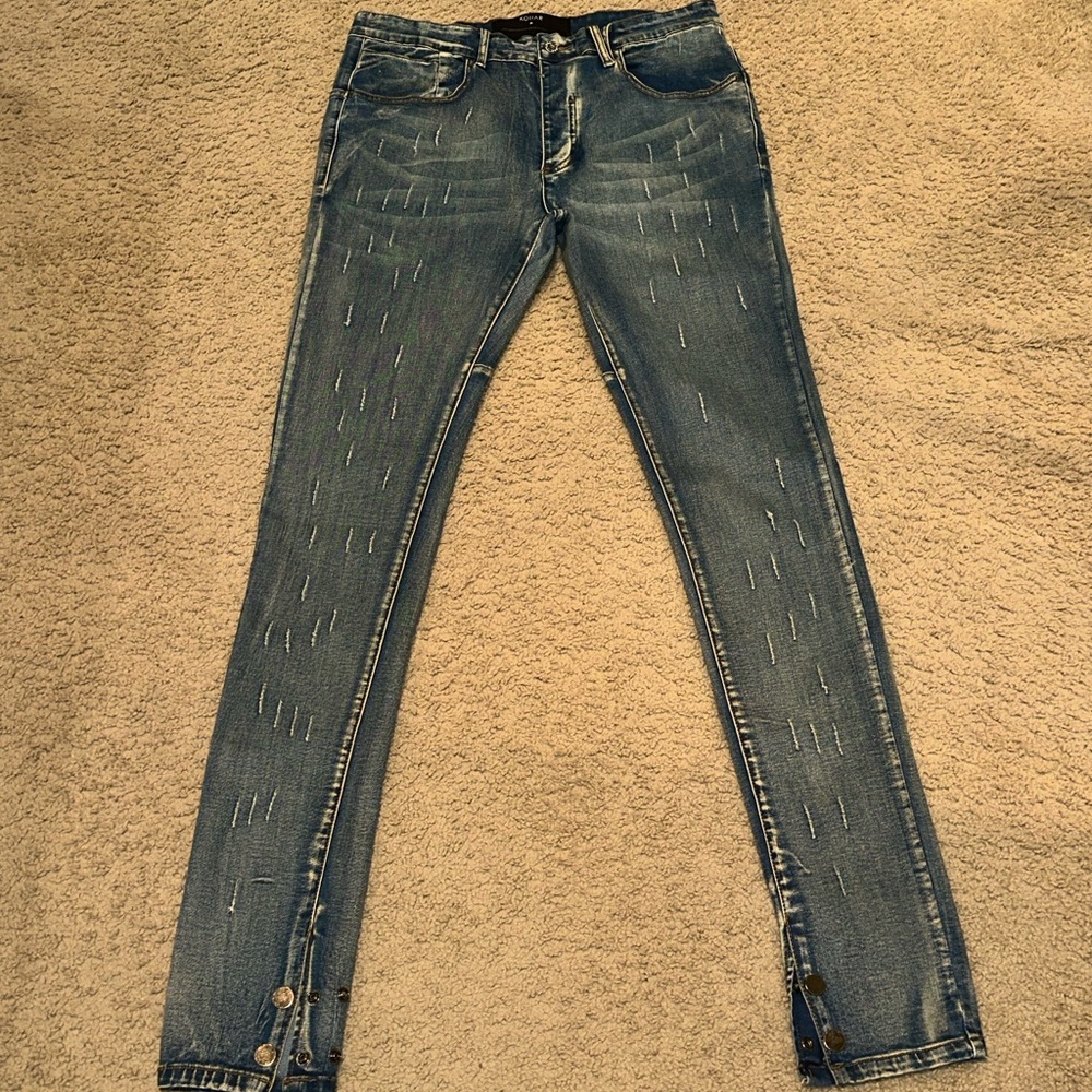 Men's KOLLAR Distressed Blue Skinny Jeans